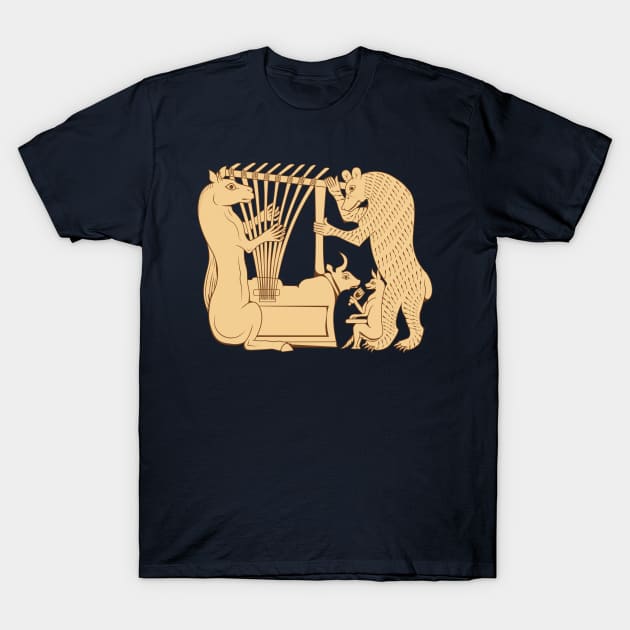 Sumerian animals playing the Lyres T-Shirt by Dingir ENKI